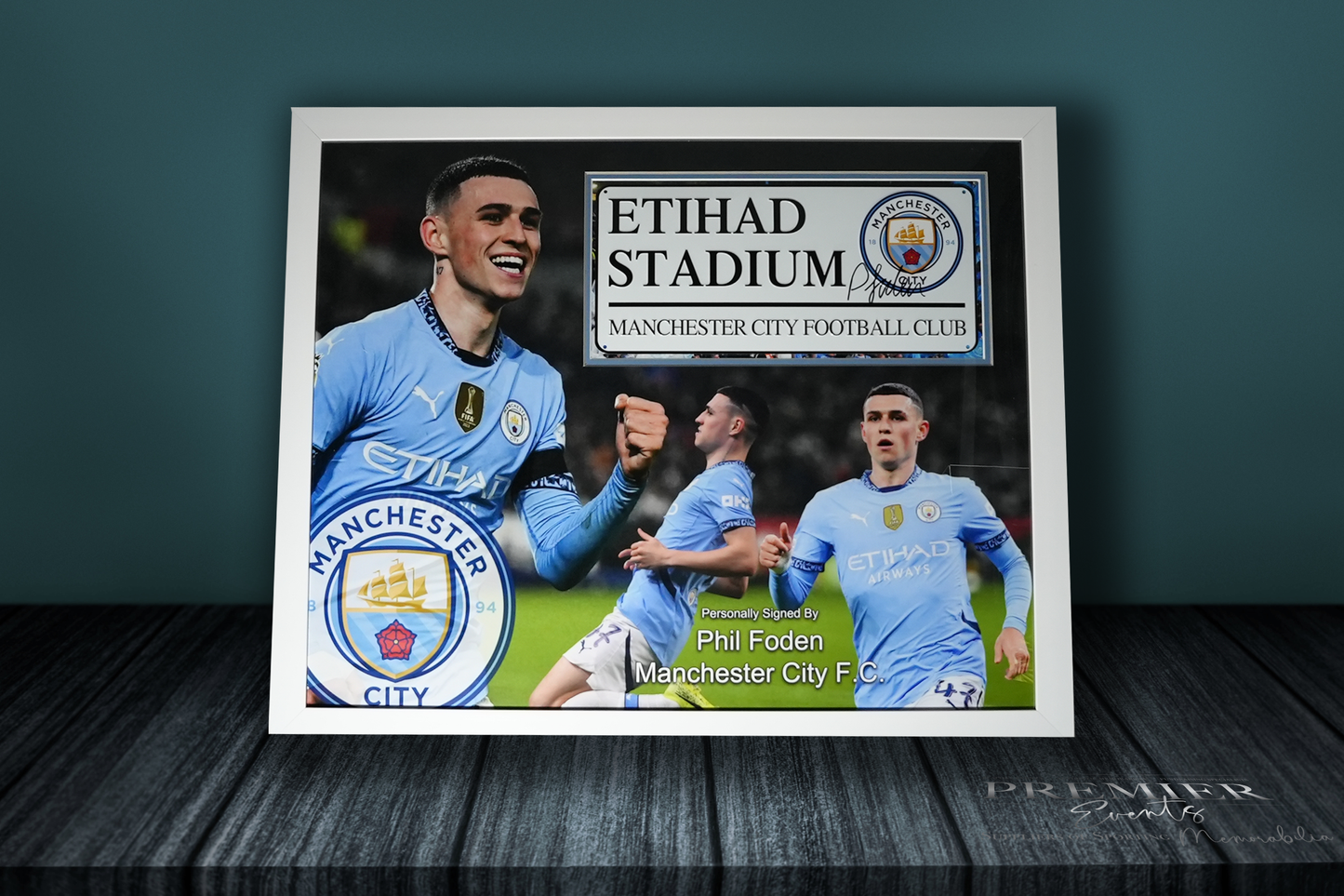 Phil Foden Signed Framed Photo – Etihad Stadium Tribute