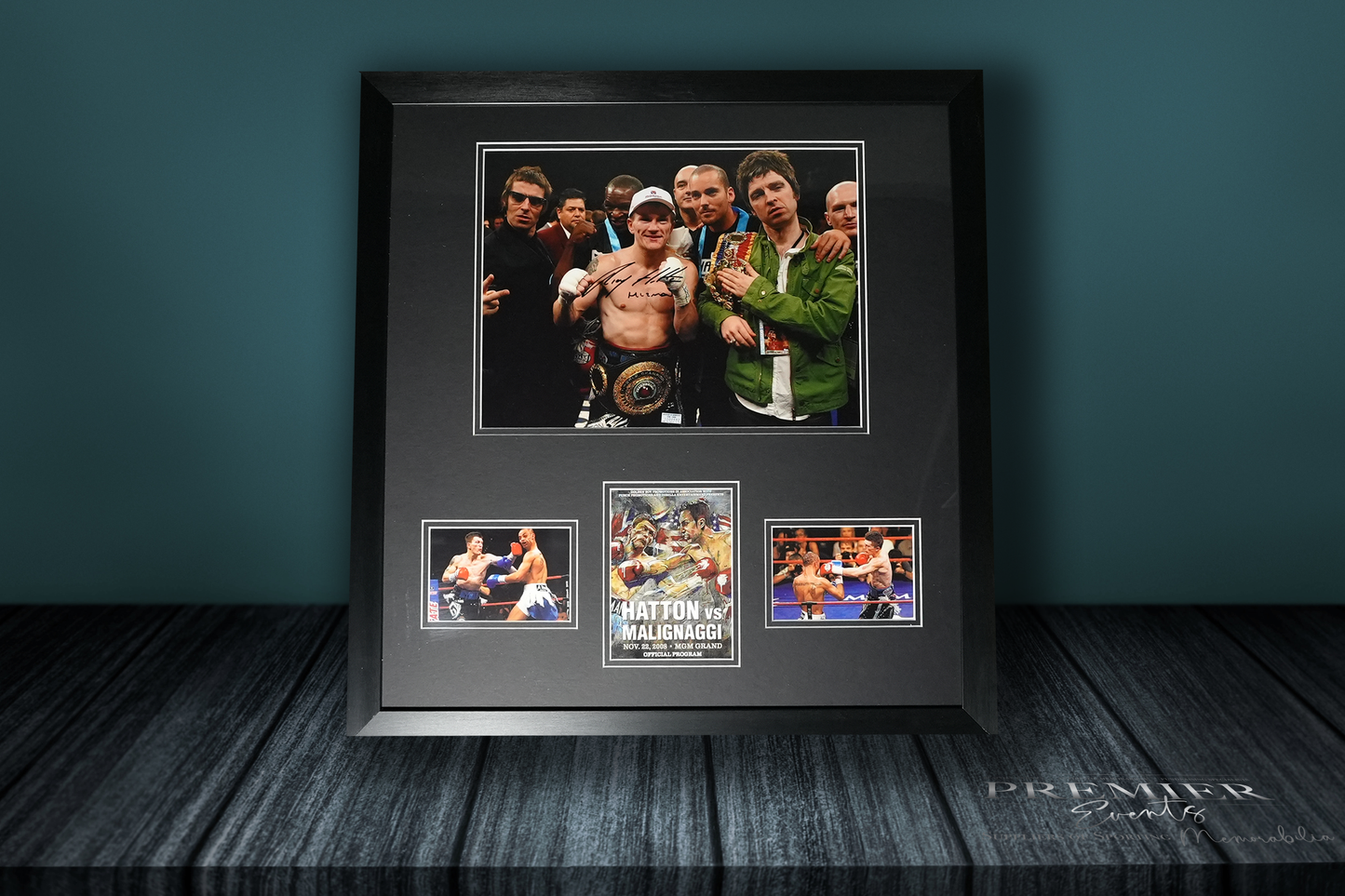Ricky Hatton Signed Framed Photo – Victory with Noel & Liam Gallagher
