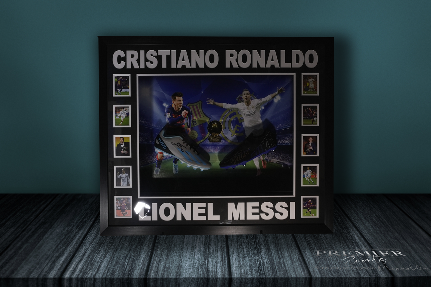 Lionel Messi & Cristiano Ronaldo Signed Boots – Light-Up Framed Display