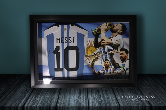 Lionel Messi Signed Argentina Shirt – Light-Up Framed Display with World Cup Photo