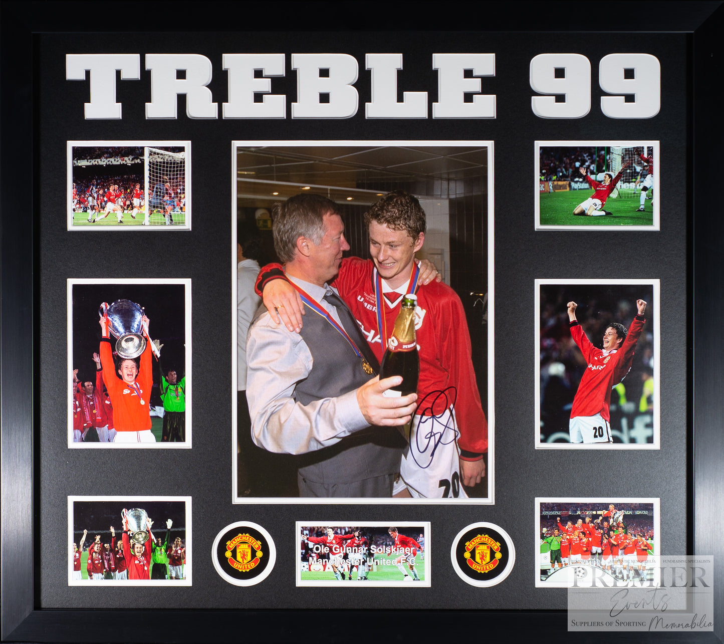 Ole Gunnar Solskjaer Signed Treble 99 Photo